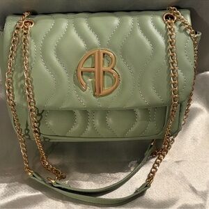 Green Quilted Chain Shoulder Bag